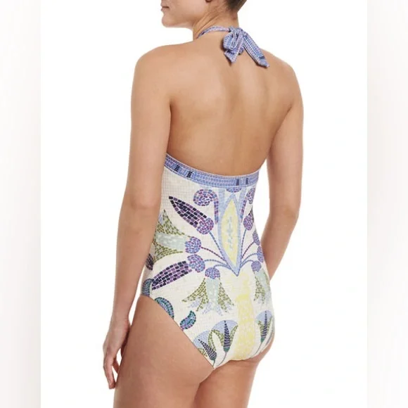 Tory Burch size Small multicolor 
Mosaic Halter Once-Piece Swimsuit Pompeii - Picture 7 of 7